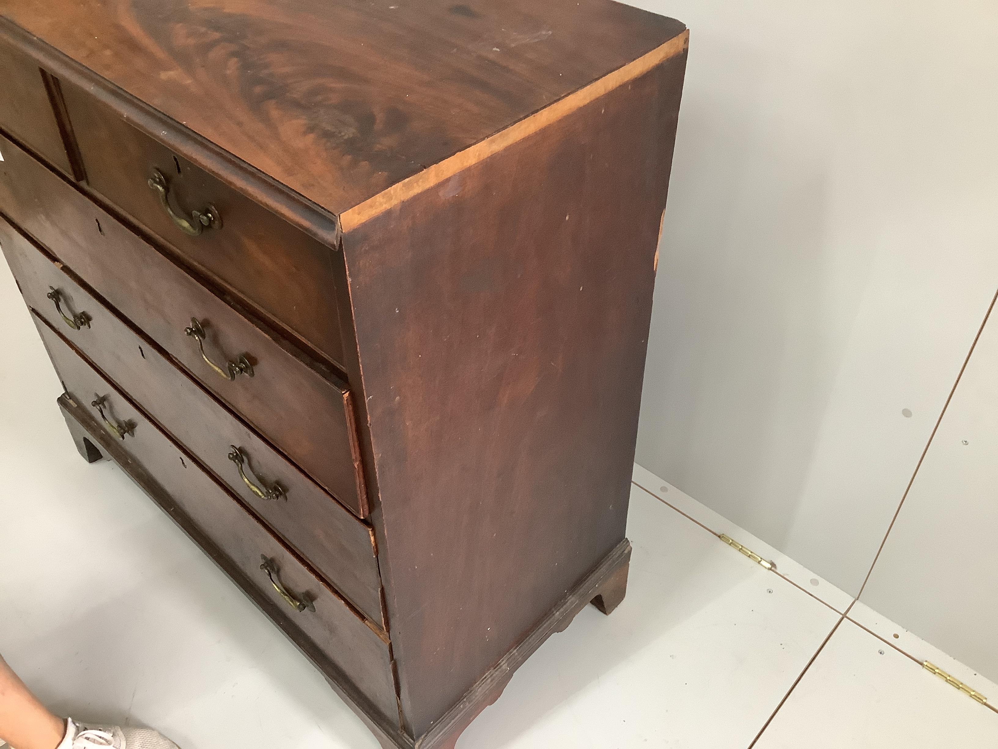 A George III mahogany five drawer chest, width 110cm, depth 51cm, height 107cm